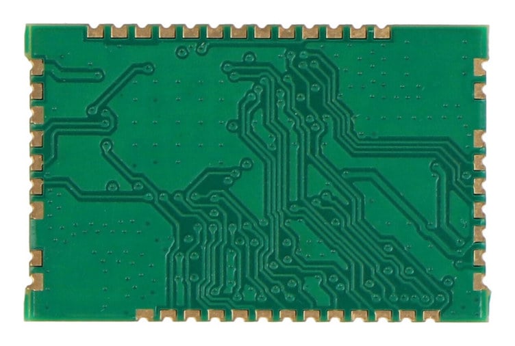 Baksiden av WisBlock LPWAN-modulen med kretsbaner og kontaktpunkter