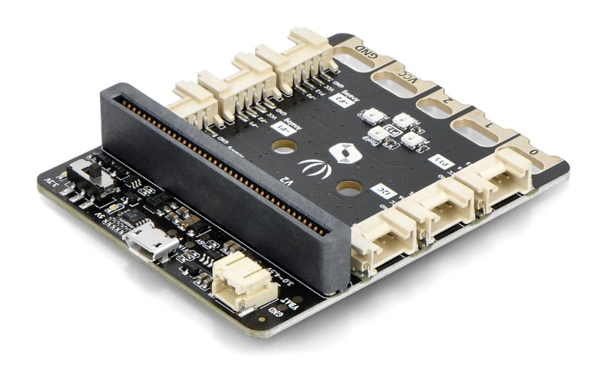BitMaker V2-utvidelseskort for BBC micro:bit med kontakter langs sidene