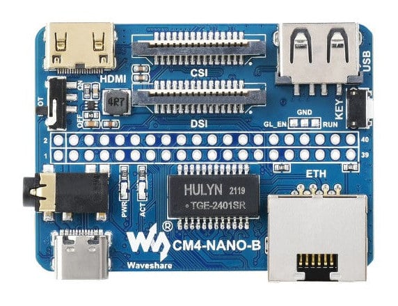CM4-utvidelseskort med CSI-, DSI-, USB- og Ethernet-tilkoblinger