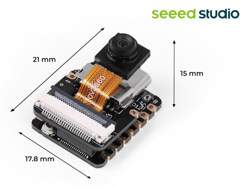 ESP32-S3-utviklingskort med OV3660-kamera og målskisse