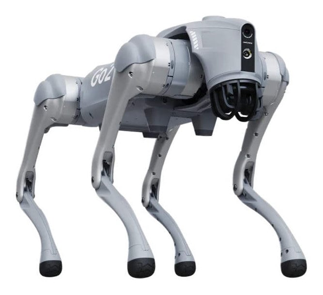 Firbeint robotplattform for mobil robotikk sett forfra i lett vinkel