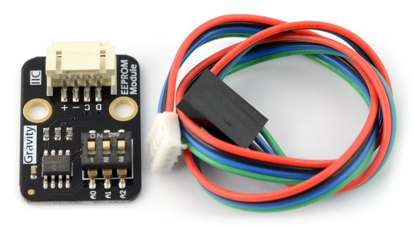 Gravity EEPROM-modul med tilkoblingskabel og adressebrytere