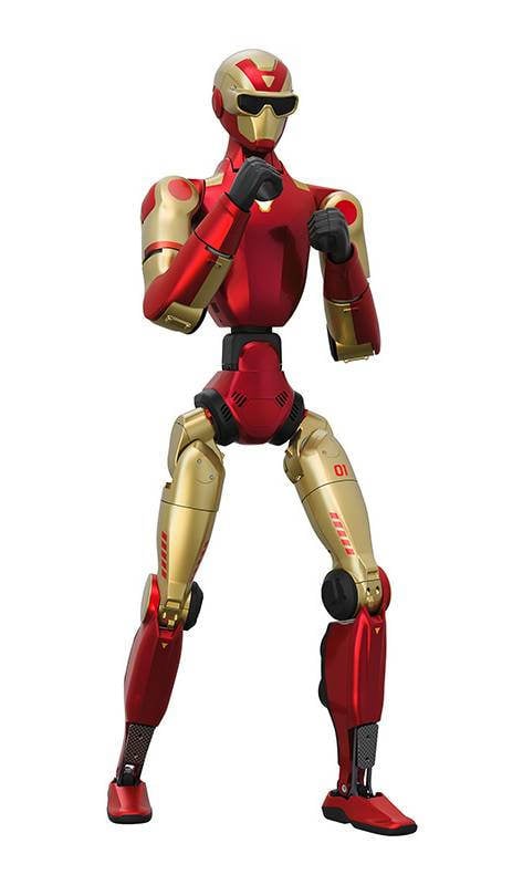 Humanoid robot stående i fullfigur sett forfra