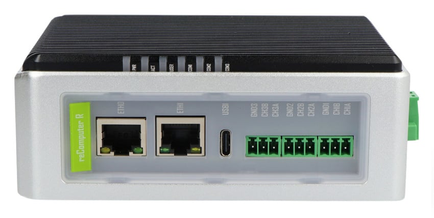 IoT-kontroller med Ethernet-porter, USB-C og gr&oslash;nne signalklemmer