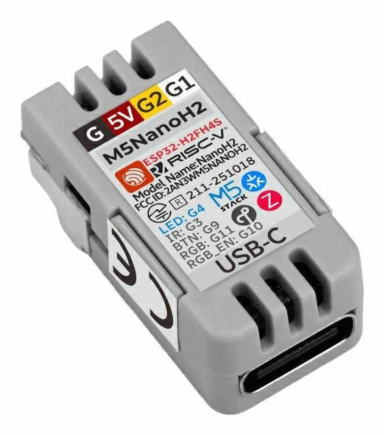 Kompakt ESP32-H2-utviklingskort med USB-C-kontakt og pinnemerking