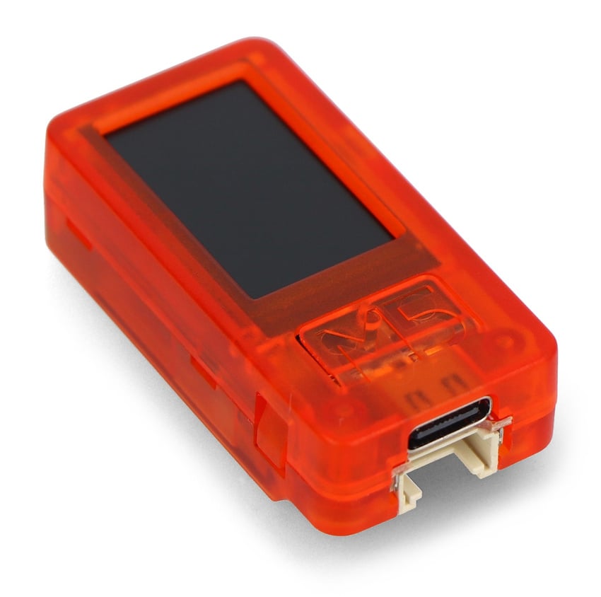M5StickC Plus SE-utviklingsmodul fra siden med TFT-skjerm og USB-C-tilkobling