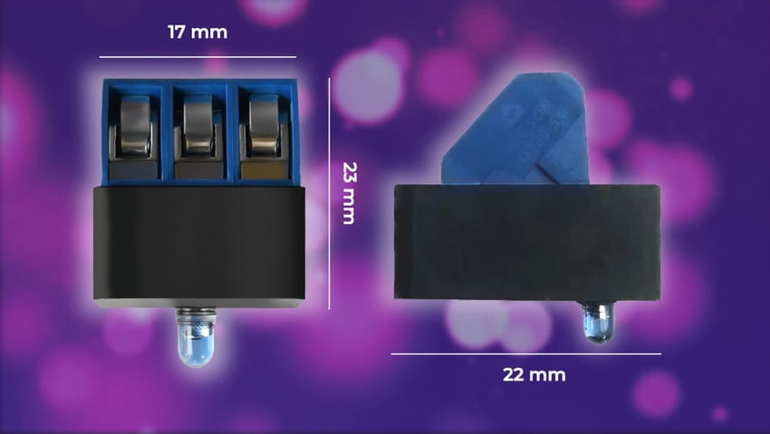 Måltegning med bredde, høyde og dybde for twilightCompact-sensoren