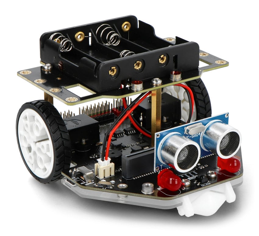 Maqueen Plus V2.1 robotplattform med hjul, ultralydsensor og batteriholder