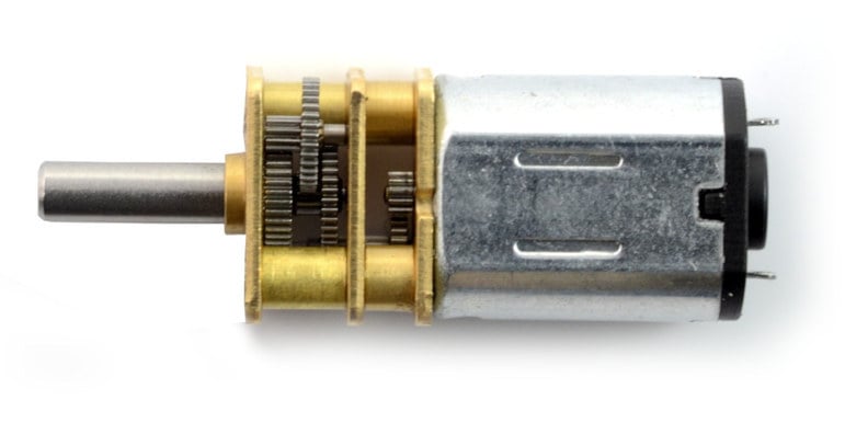 Mikro DC-girmotor i sidevisning med girkasse og utg&aring;ende aksel
