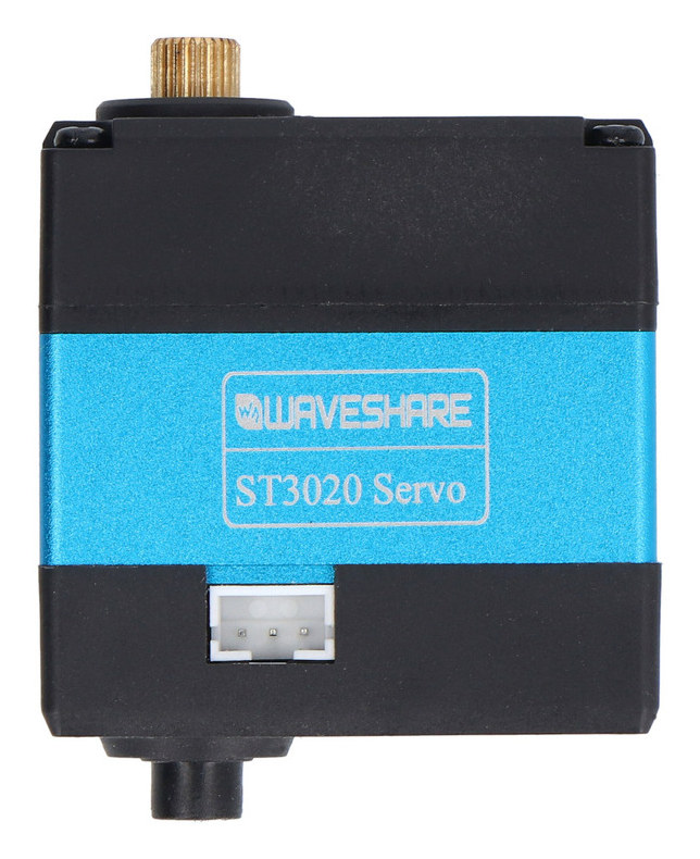 ST3020 UART-servo sett rett forfra med kontakt og aksel