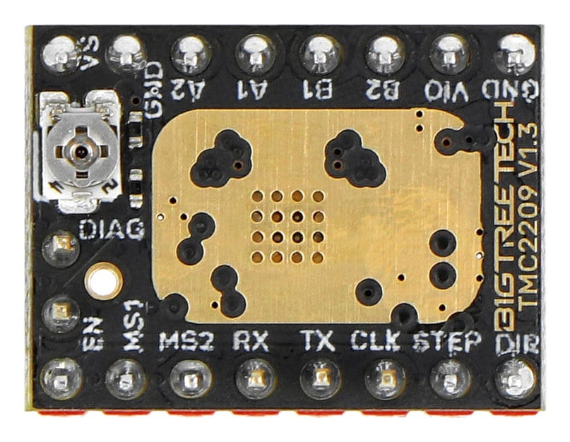 Stegmotordriver med tilkoblinger for UART, STEP og DIR
