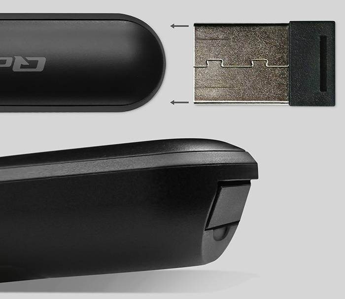 Tr&aring;dl&oslash;s presenter med uttakbar USB-mottaker ved enheten
