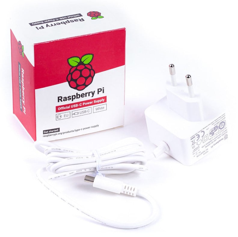 USB-C-str&oslash;mforsyning med europeisk st&oslash;psel til Raspberry Pi 4B