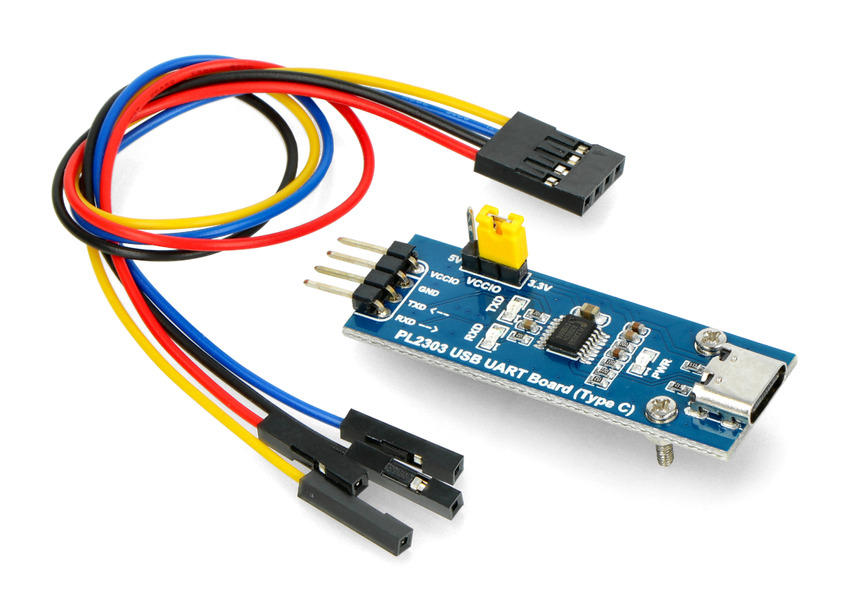 USB-C til UART TTL-konverter sammen med 4-pinners tilkoblingskabel