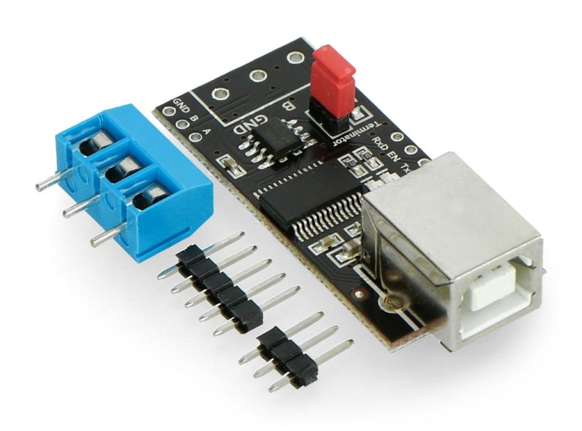 USB til RS-485-omformer med USB-B-kontakt, skruterminal og l&oslash;se kontaktlister