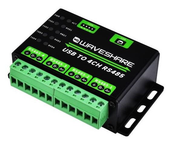 USB til RS485-konverter med fire frontmonterte RS485-tilkoblinger