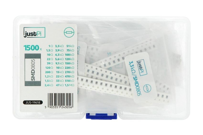 Omfattende sett med 1500 SMD-resistorer i 0805-kapsling og 0,25 W