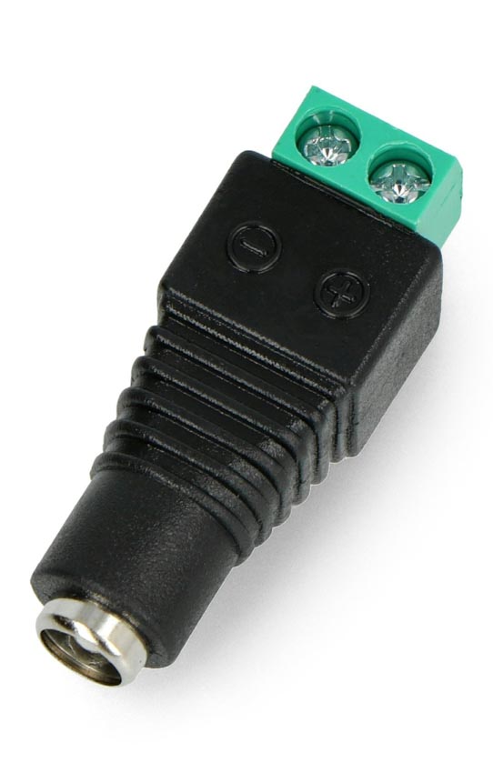 Kontakt DC 5,5 x 2,5 mm med terminaltilkobling