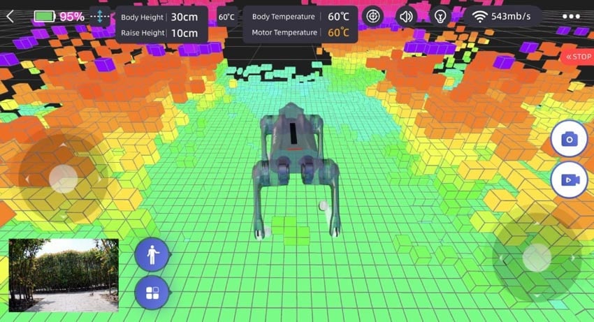 Firebente robotplattformen har 12 kraftige aktuatorer og kombinerer 4D LIDAR-sensorer
